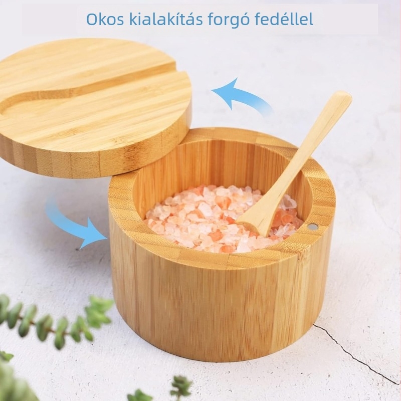Kör alakú bambusz só- és fűszertartó