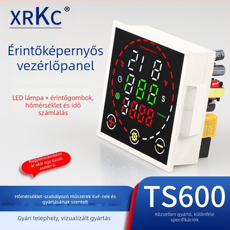 TS600 érintőképernyős LED-digitális hőmérséklet- és időszabályzó, három funkció egyben, forró bélyegző gépekhez