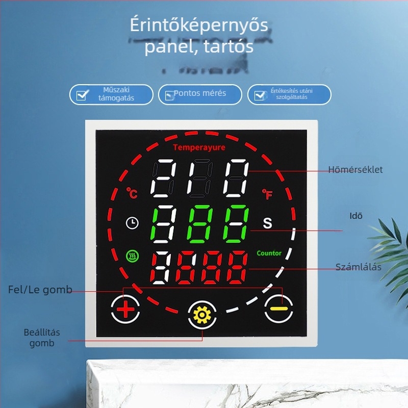 TS600 érintőképernyős LED-digitális hőmérséklet- és időszabályzó, három funkció egyben, forró bélyegző gépekhez