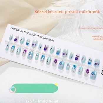 T257 Halakat kedvelő - ultra-rövid macska-szem mintázatú, viselhető körömdíszítő tapaszok, 30 darab eltávolítható