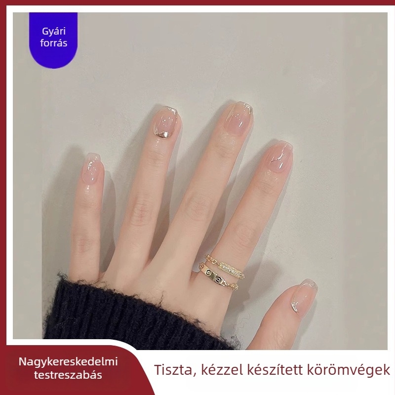 Kézzel készített viselhető körömdíszítő matrica – Cat Eye stílus, arany design, aranyos manikűr, fehérítő hatás