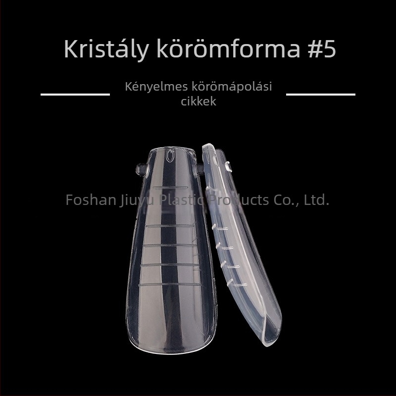 Kristály körömforma #5 körömépítéshez, gyors fénykezelés, 120 darabos doboz mérőskálával