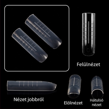 Kristályos körömsablonok #41, hosszabbító sablonok gyors fototerápiához, 70 darabos készlet, különböző méretek