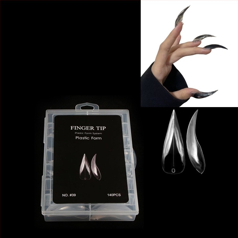 Új Dragon Claw körömforma gyors hosszabbításhoz, Eagle Claw körömlap, átlátszó kristályos körömfilm papír hátlap nélkül, 140 darab