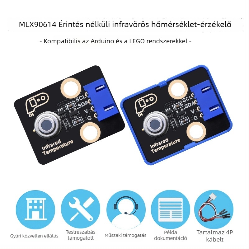 MLX90614 érintésmentes infravörös hőmérséklet-szenzor modul - IR hőmérséklet-gyűjtő, kompatibilis az Arduino-val és a LEGO-val