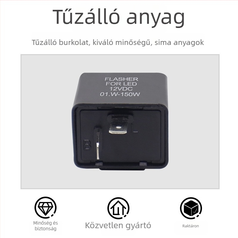12V-os irányjelző villogóval és csengővel, motorkerékpárokhoz és elektromos járművekhez, kétcsatlakozásos