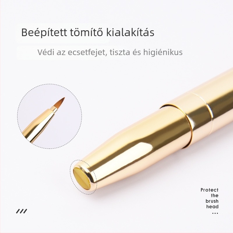 Teleszkópos, dupla végű ajakecset – hordozható smink toll, fém fogantyúval