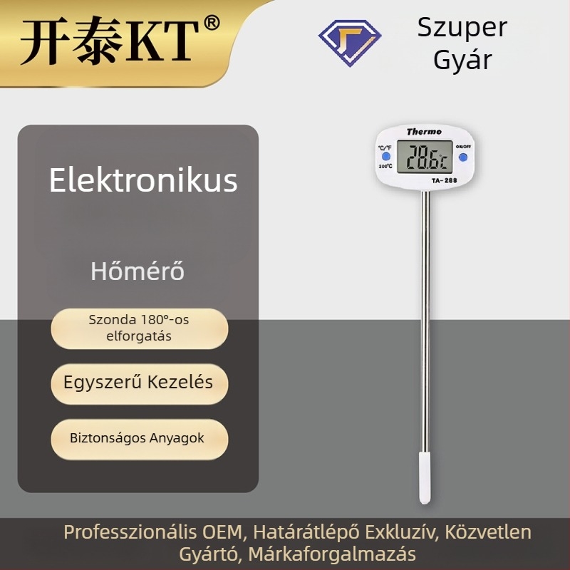 Kaitai elektronikus élelmiszerhőmérő tűvel, tejhez és kávéhoz, magas hőmérsékletű grill- és sütőhőmérő