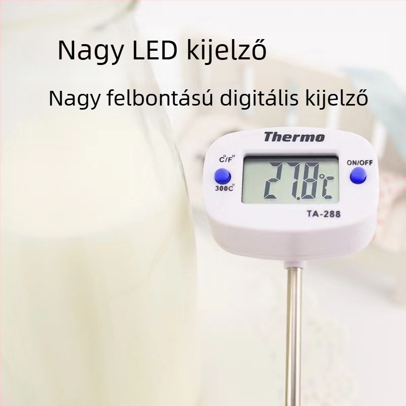 Kaitai elektronikus élelmiszerhőmérő tűvel, tejhez és kávéhoz, magas hőmérsékletű grill- és sütőhőmérő