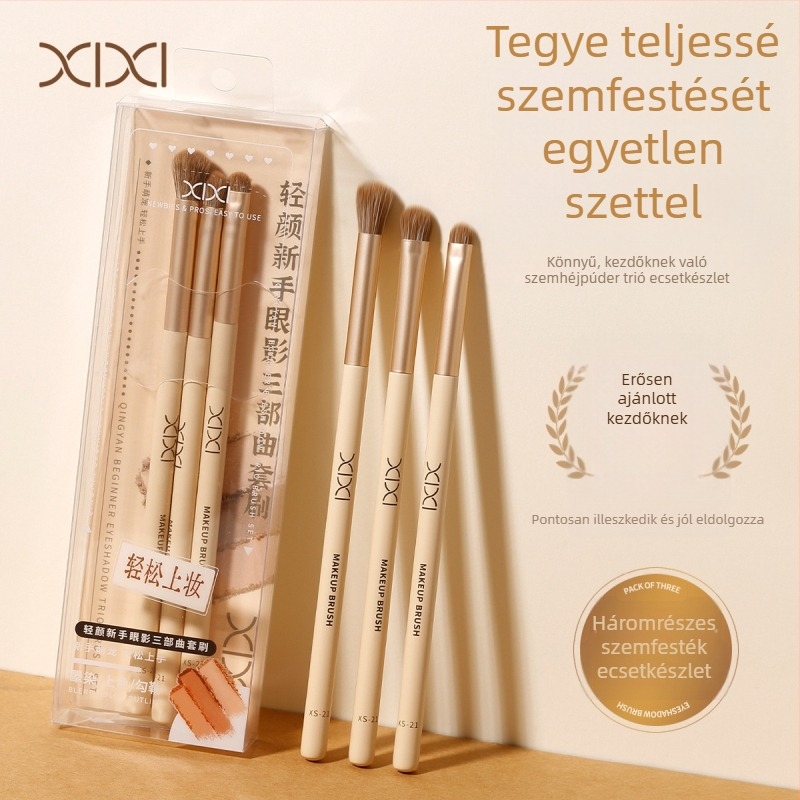 Xixi Könnyű Arc Szemhéj Festék Trilógiás Készlet Kezdőknek: Szemhéj Ecset, Szemhéjvonal Ecset és Keverő Ecsetek (Nagy és Kicsi)