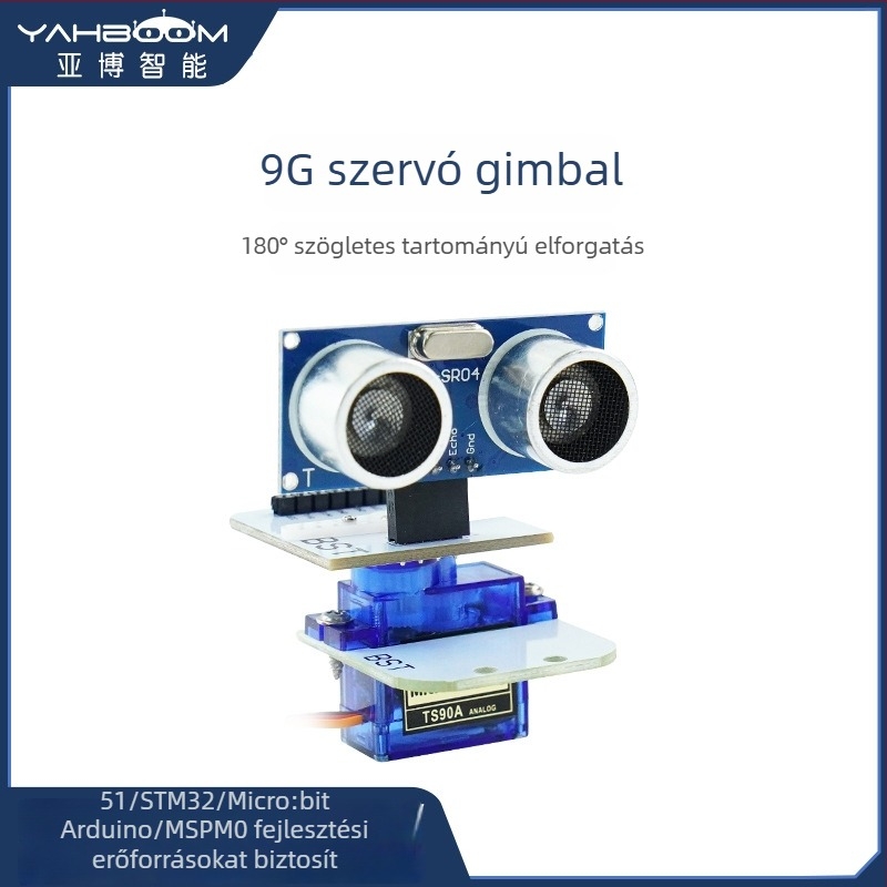 SG90 9g szervó pan-tilt 180° ultrahangos szenzor intelligens robotautóval akadályelkerülés és távolságmérés
