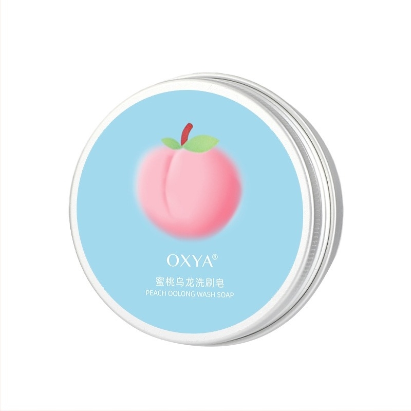 Oxya barack-oolong tisztító szappan sminkeszközökhöz, hordozható, sminkszivacsokra, puffokra és ecsetekre.