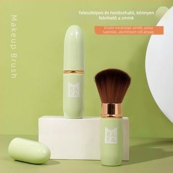 Kachi Duo Matcha színű, kihúzható pirosító ecset, puha szintetikus sörtékkel, teleszkópos markolat KK833
