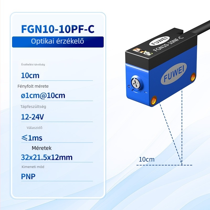 FUWEI 10 cm távolságmérő fotóelektrikus érzékelő-kapcsoló, FGN10-10NF-C, difúz-reflexiós fotóérzékelő