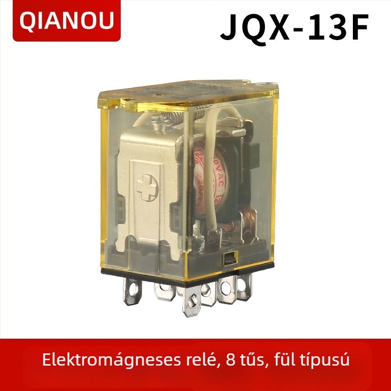 8‑pin elektromágneses közbenső relé elektromos redőnyökhöz, JQX-13F/JH1304 HF, AC 220V