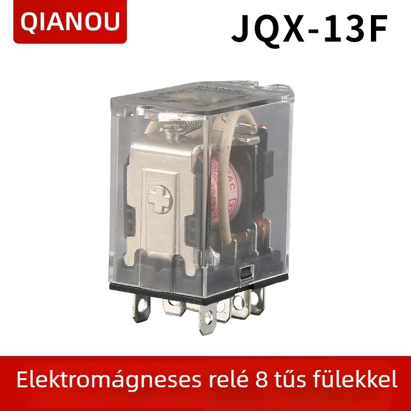 8‑pin elektromágneses közbenső relé elektromos redőnyökhöz, JQX-13F/JH1304 HF, AC 220V