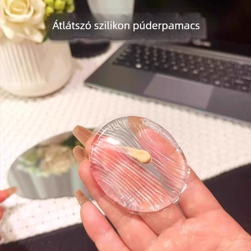 Átlátszó szilikon púdpuff BB krémhez és folyékony alapozóhoz – puha, kényelmes, zselés légpárnás felület, nedves vagy száraz használatra
