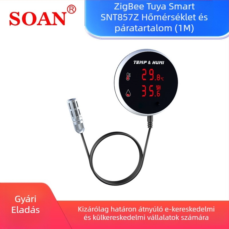 Zigbee hőmérséklet- és páratartalom-szenzor digitális kijelzővel palántanevelésre, fermentációhoz és állattenyésztéshez