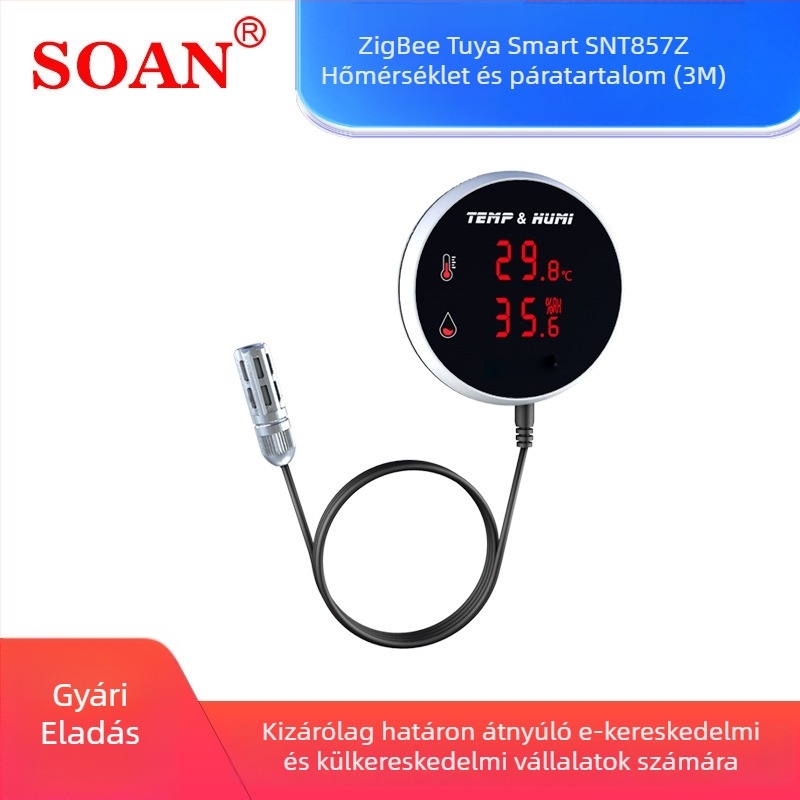 Zigbee hőmérséklet- és páratartalom-szenzor digitális kijelzővel palántanevelésre, fermentációhoz és állattenyésztéshez