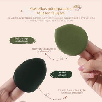PU bőrhatású sminkpúder puff – cushion alapozóhoz, nedves és száraz használatra