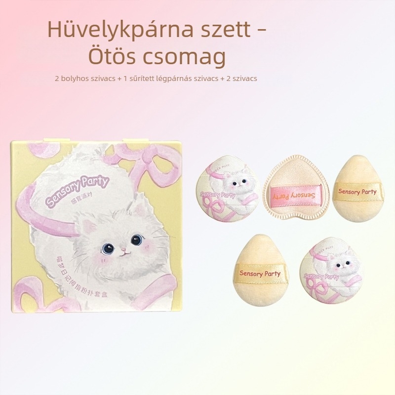Sensory Party Meow Dream Diary – 5 darabos hüvelykujj puff készlet bársony szivacspuffokkal blushhoz