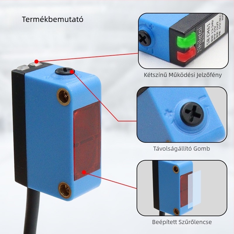 SR-D461 csík alakú fotóelektronikus területérzékelő szállítószalagra – vakfolt nélküli detektálás
