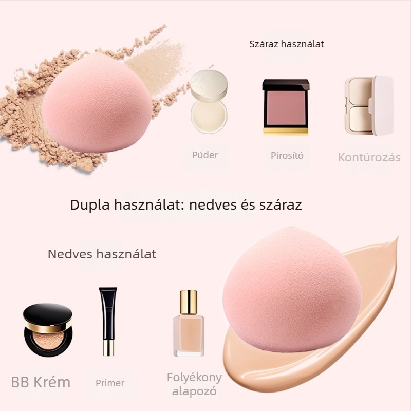 Gyümölcsös szépség tojás sminkszivacs – nedves és száraz használatra, hidrofil, latexmentes
