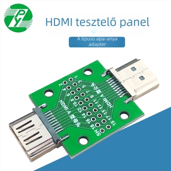 HDMI A tesztlemez PCB-adapterrel, férfi és női csatlakozókkal, forgó szerelő tartó
