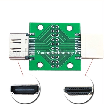 HDMI A tesztlemez PCB-adapterrel, férfi és női csatlakozókkal, forgó szerelő tartó