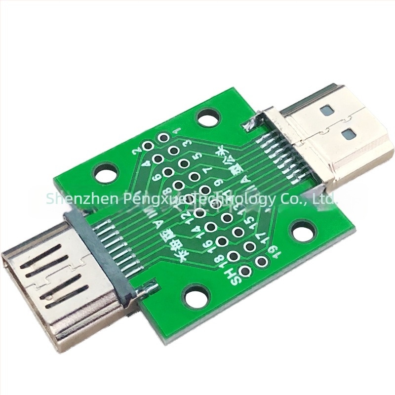 HDMI A tesztlemez PCB-adapterrel, férfi és női csatlakozókkal, forgó szerelő tartó