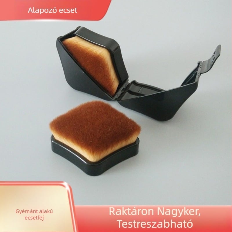 Gyémánt alakú alapozó ecset, nagy lapos fej a folyékony alapozóhoz, hordozható ecset