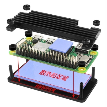 Raspberry Pi Zero 2W alumínium védőtok GPIO fejlécekkel és csavarhúzóval