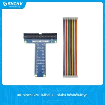 Raspberry Pi T típusú GPIO bővítőlap színes 40‑pin breadboard-kábellel, kompatibilis Raspberry Pi 4B/3B+/3B