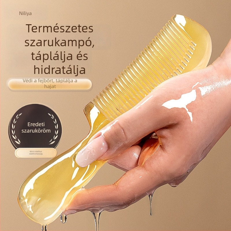 Niliya természetes szarv fésű nőknek hosszú hajhoz – vast, anti-sztatikus, simító hatású, otthoni használatra