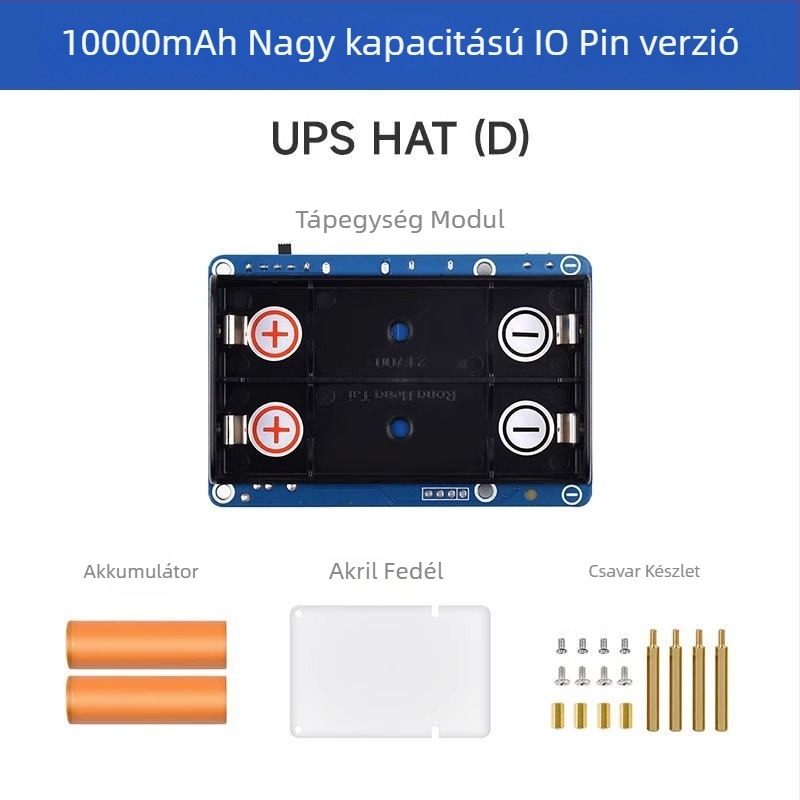 Raspberry Pi UPS tápegység modul, 21700 nagy kapacitású, egyidejű töltés és kisülés, 5V kimenet