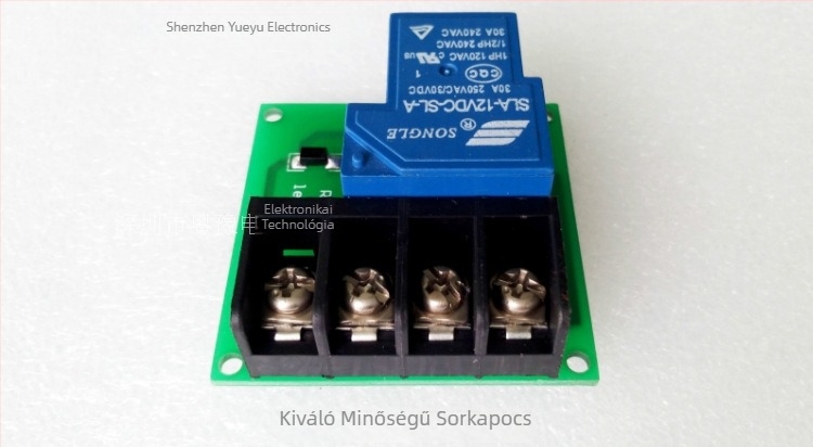 Nagy teljesítményű relé áramkör modul opto-izolációval, vezérlés 5V/12V/24V, 220V kapcsoló, egycsatornás