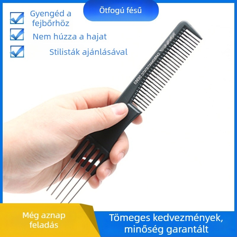 Ötfogú hajfésű hullámok formázásához, kétoldalas hajfésű a haj ápolásához