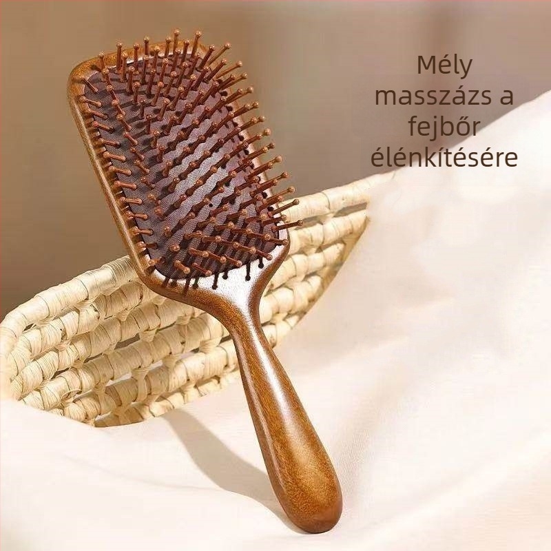 Szantálfa masszázs fésű légpárnás a fejbőr meridián masszázsához, hosszú hajú nőknek, otthoni használatra