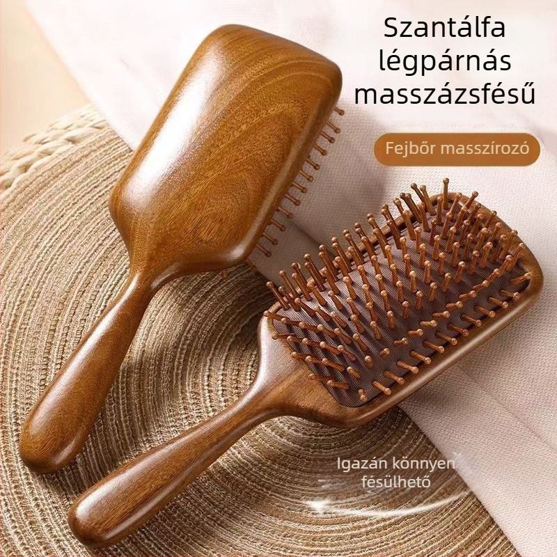 Szantálfa masszázs fésű légpárnás a fejbőr meridián masszázsához, hosszú hajú nőknek, otthoni használatra