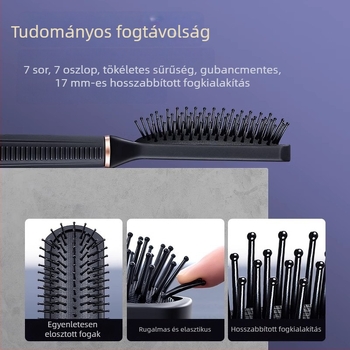 Légpárnás masszírozó fésű a fejbőrre, uniszex, hosszú, göndör vagy egyenes hajhoz, volumen