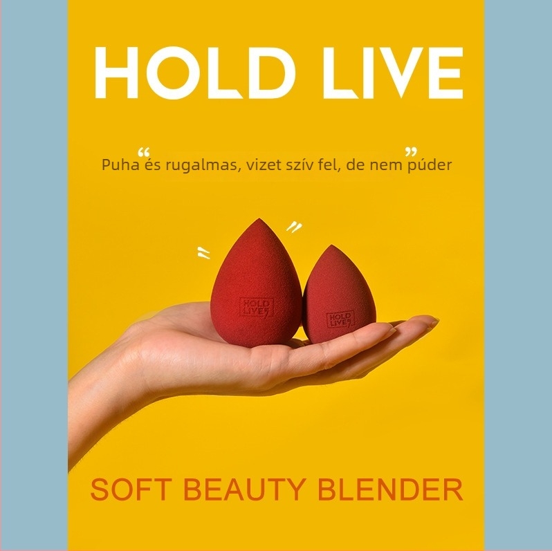 HOLD LIVE Szépségtojás Szett – Rendkívül puha, pormegkímélő, száraz és nedves használathoz, ferde, csepp alakú alapozó szivacs, 3 darab