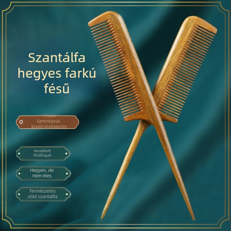 Szantálfa hajkefe gyerekeknek vékony fogakkal és hegyes véggel, hosszú hajú kislányok számára