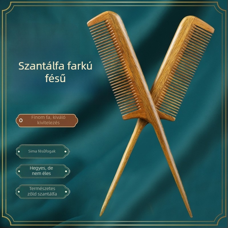 Szantálfa hajkefe gyerekeknek vékony fogakkal és hegyes véggel, hosszú hajú kislányok számára