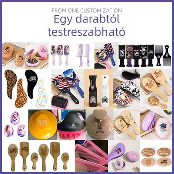Vízátviteles nyomtatású, perforált kivitelű hajkefe — hordozható, antistatikus, tartós, divatos