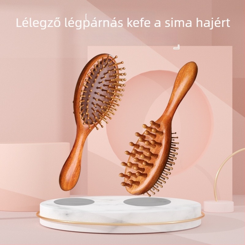 Kétoldalas szantálfából készült fésű légpárnával a dús, selymes hajért, masszázs fejbőrrel