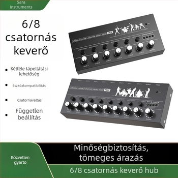6- és 8-csatornás audió keverő, hangszer hub bővítő, mini vezérlő