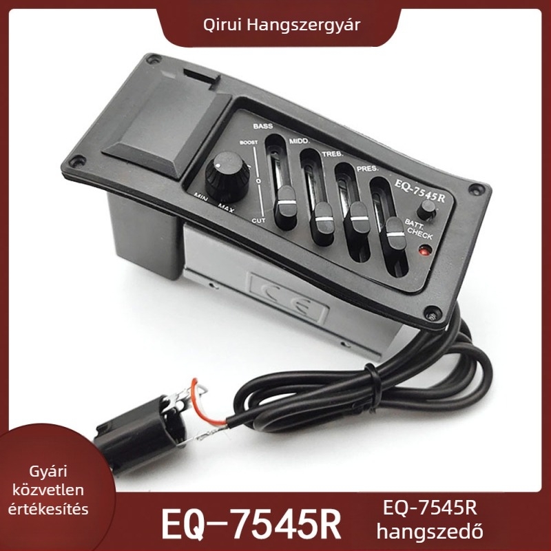 Négy sávos pickup EQ-7545R előfokozóval és equalizerrel folk akusztikus gitárhoz