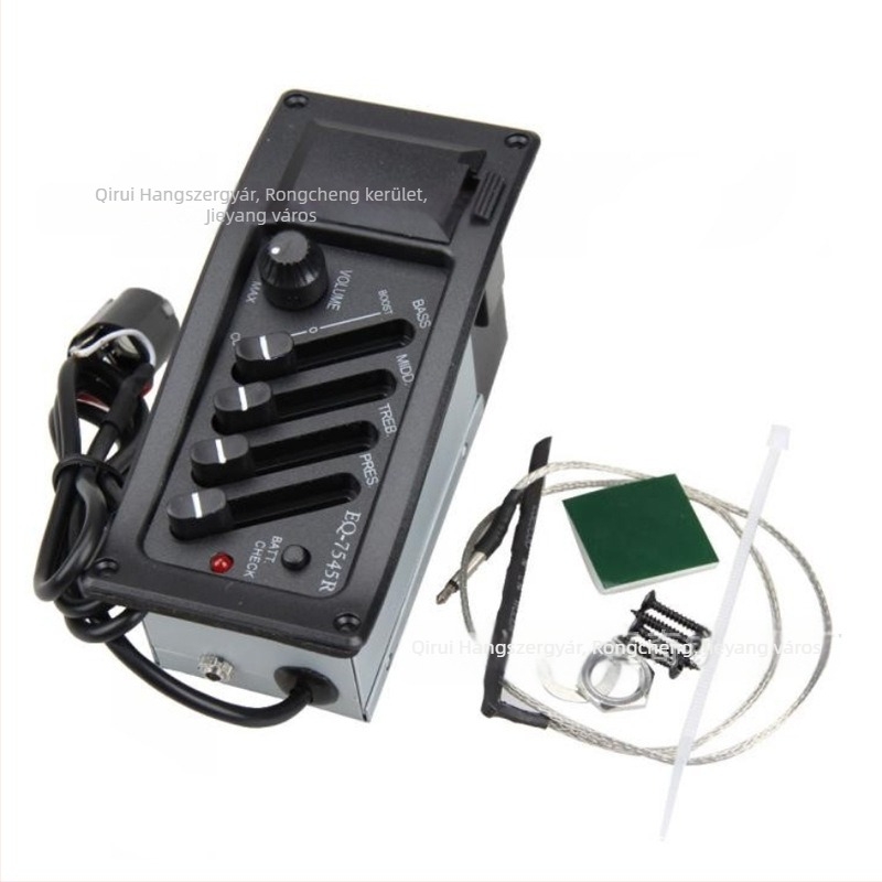 Négy sávos pickup EQ-7545R előfokozóval és equalizerrel folk akusztikus gitárhoz