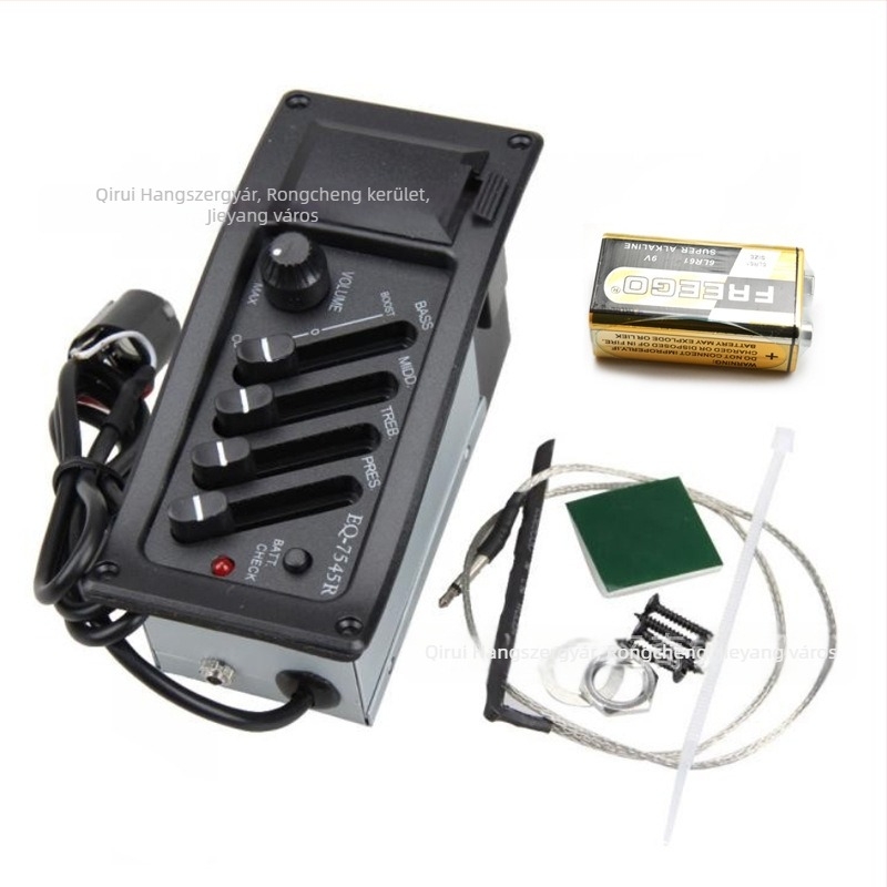 Négy sávos pickup EQ-7545R előfokozóval és equalizerrel folk akusztikus gitárhoz