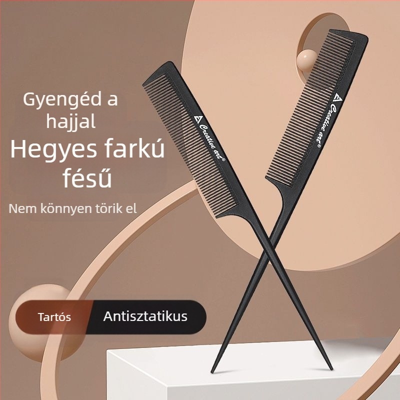Fodrászati fésű hegyes farokkal, finom fogú, otthoni használatra; professzionális fodrászati fésű férfiaknak és hosszú hajú nőknek